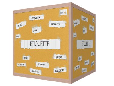 Ahlak 3d küp corkboard kelime kavram