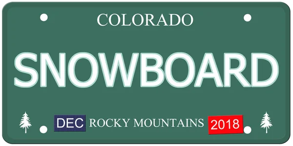 Snowboard colorado registreringsskylt — Stockfoto