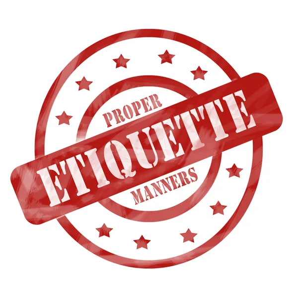 Red Weathered Etiquette Stamp Circles and Stars — Stock Photo, Image