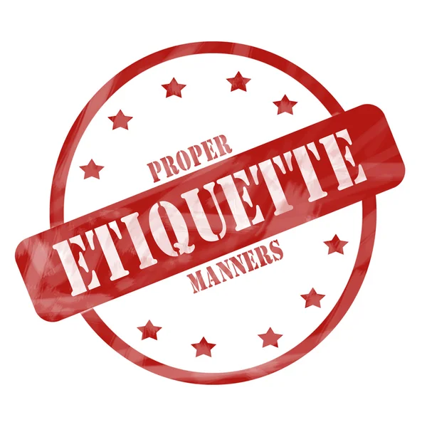 Red Weathered Etiquette Stamp Circle and Stars — Stock Photo, Image