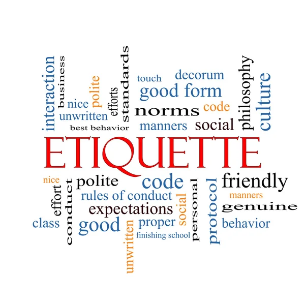 Etiquette woord wolk concept — Stockfoto