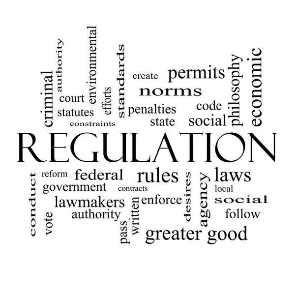 Regulation Word Cloud Concept in black and white
