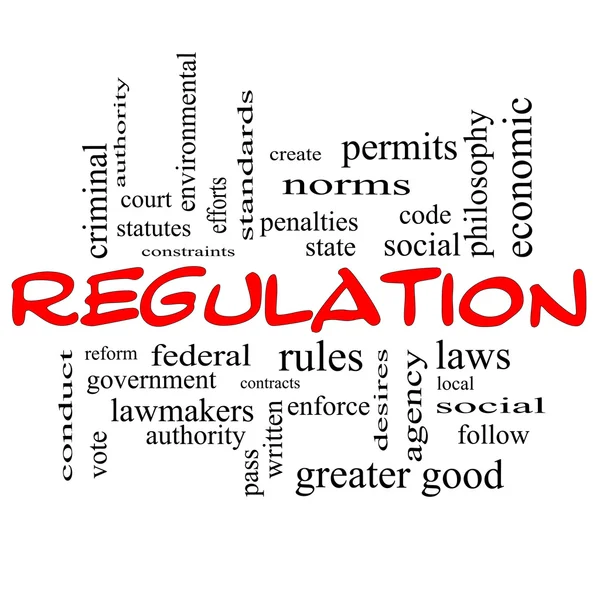 Regulation Word Cloud Concept in red caps — Stock Photo, Image