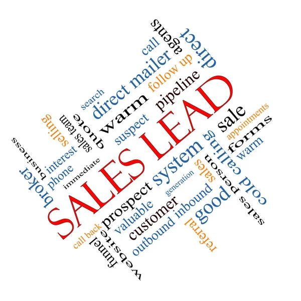 Ventes Lead Word Cloud Concept Angled — Photo