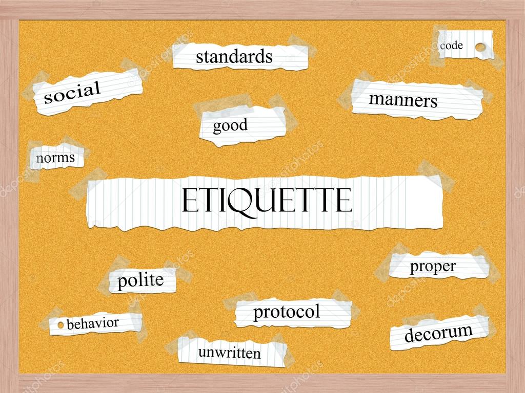 Etiquette Corkboard Word Concept