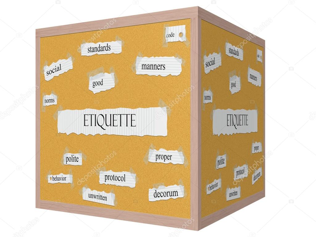Etiquette 3D cube Corkboard Word Concept