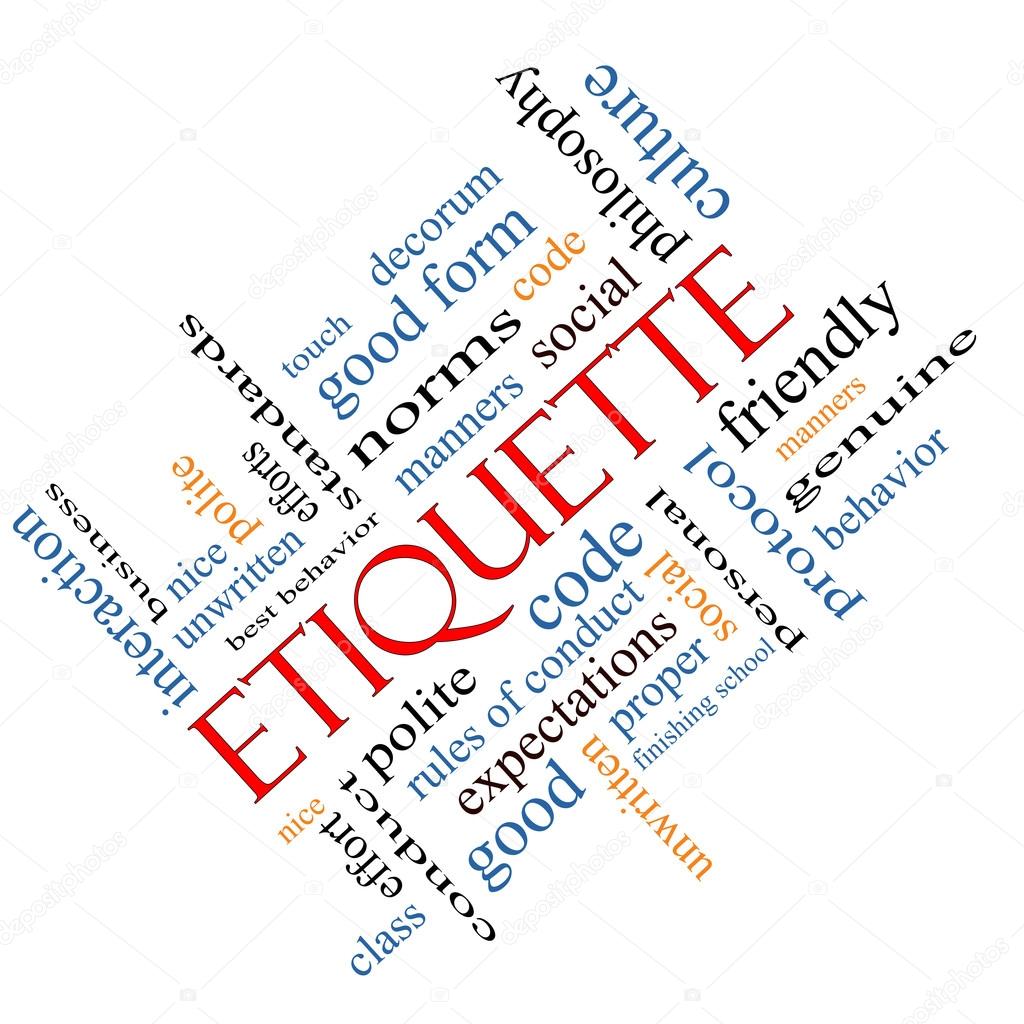 Etiquette Word Cloud Concept Angled