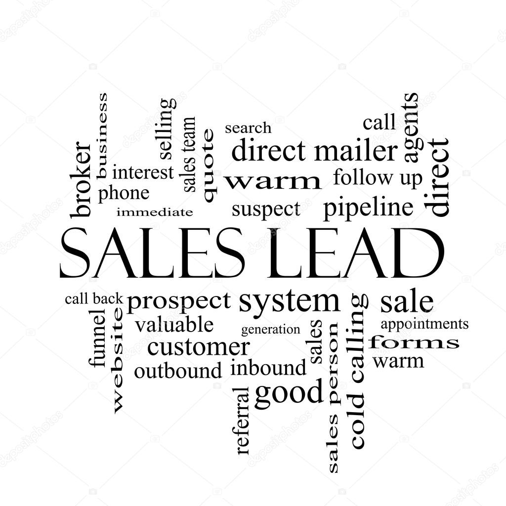 Sales Lead Word Cloud Concept in black and white