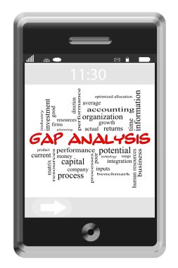 Gap analizi kelime bulutu kavramı dokunmatik ekran telefon