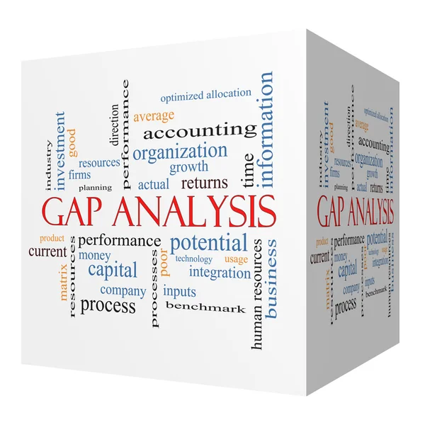 Gap Analysis 3D cube Word Cloud Concept — Stock Photo, Image