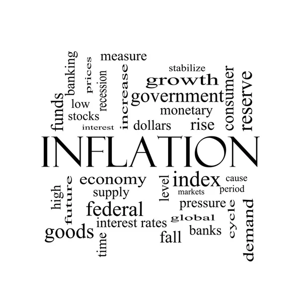 Inflación Word Cloud Concept en blanco y negro —  Fotos de Stock