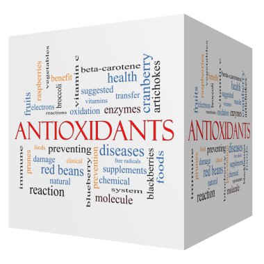 antioksidanlar 3d küp kelime bulutu kavramı