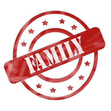 Aile damgası daireler ve yıldız kırmızı yıpranmış