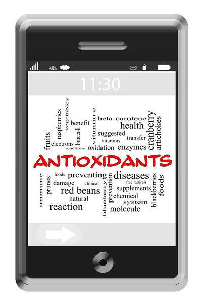 Antioxidants Word Cloud Concept on Touchscreen Phone