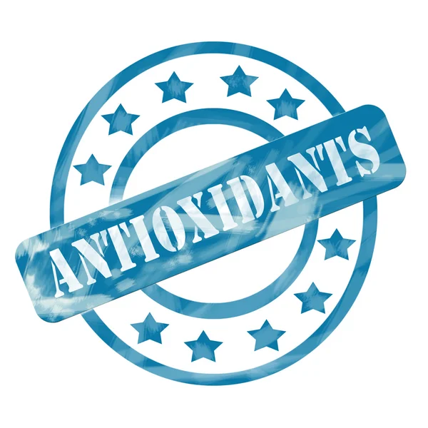 Blue Weathered Antioxidants Stamp Circles and Stars — Stock Photo, Image