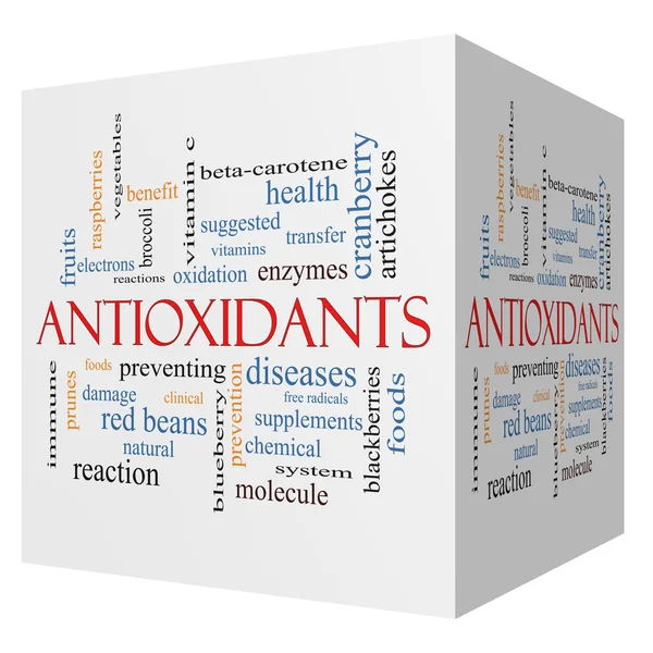 Antioxidanten 3D-kubus word cloud concept — Stockfoto