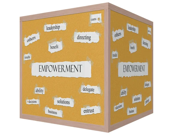 Empowerment 3D cubo Corkboard Word Concept — Foto Stock