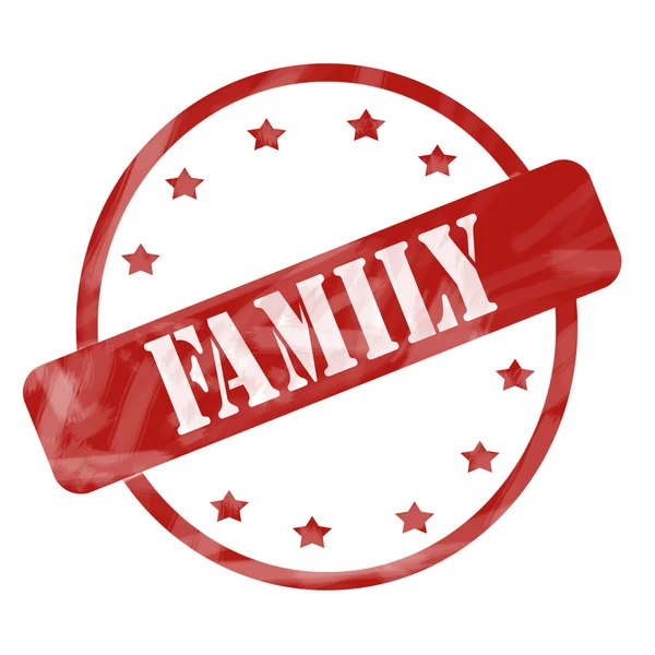 Red Weathered Family Stamp Circle and Stars — Stock Photo, Image