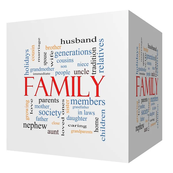 Family 3D cube Word Cloud Concept — Stock Photo, Image