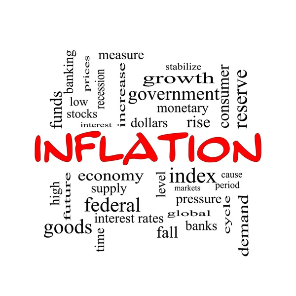 Inflación Word Cloud Concept en tapas rojas —  Fotos de Stock