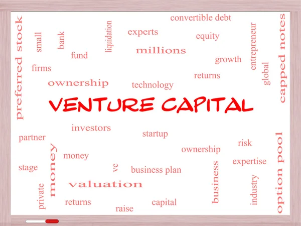 Venture Capital Word Cloud Concept on a Whiteboard — Stock Photo, Image