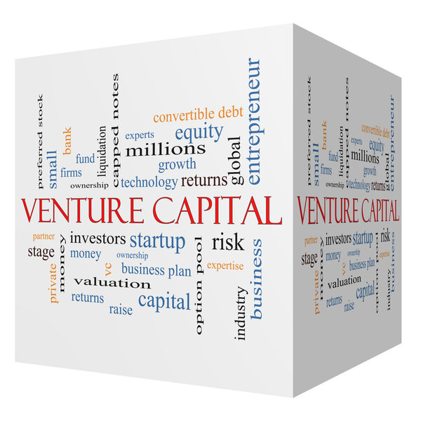 Venture Capital 3D Cube Word Cloud Concept
