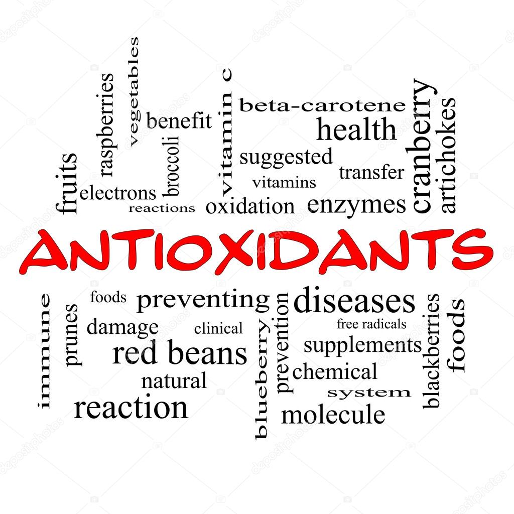 Antioxidants Word Cloud Concept in red caps