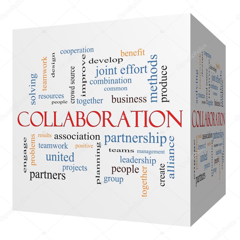 Collaboration 3D cube Word Cloud Concept