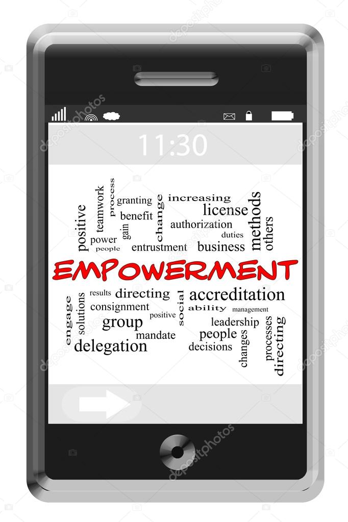 Empowerment Word Cloud Concept on Touchscreen Phone