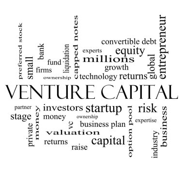 Venture Capital Word Cloud Concept in black and white clipart