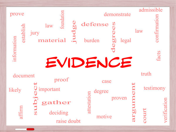 Концепция облака доказательств на белой доске
