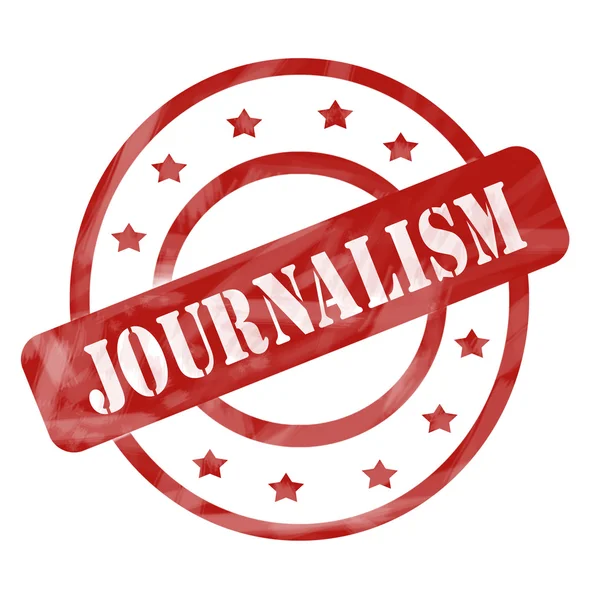 Red Weathered Journalism Stamp Circles and Stars — Stock Photo, Image