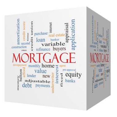 Mortgage 3d küp kelime bulutu kavramı