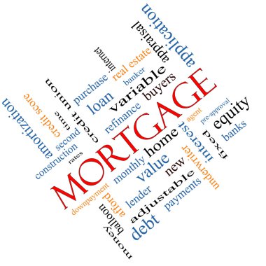 Mortgage Word Cloud Concept Angled clipart