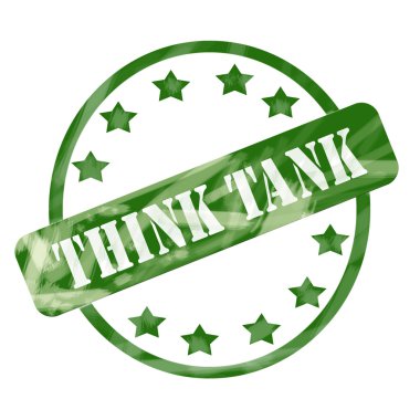 Yeşil yıpranmış beyin takımı damga daire ve yıldız