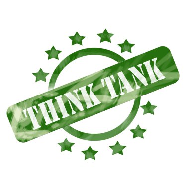 Yeşil yıpranmış beyin takımı damga tasarım daire ve yıldız