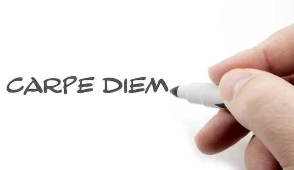 Carpe diem geschreven met witte markering — Stockfoto