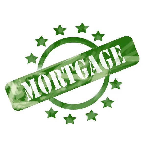 Groene verweerde hypotheek stempel cirkel en sterren design — Stockfoto