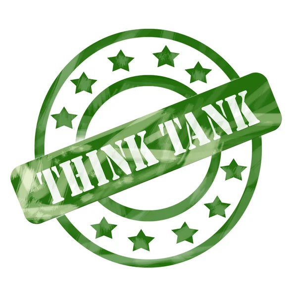 녹색 생각 탱크 스탬프 원형 그리고 별 풍 화 — 스톡 사진