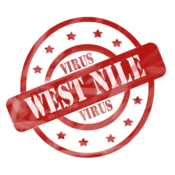 Red Weathered West Nile Virus Sellos Círculos y Estrellas —  Fotos de Stock
