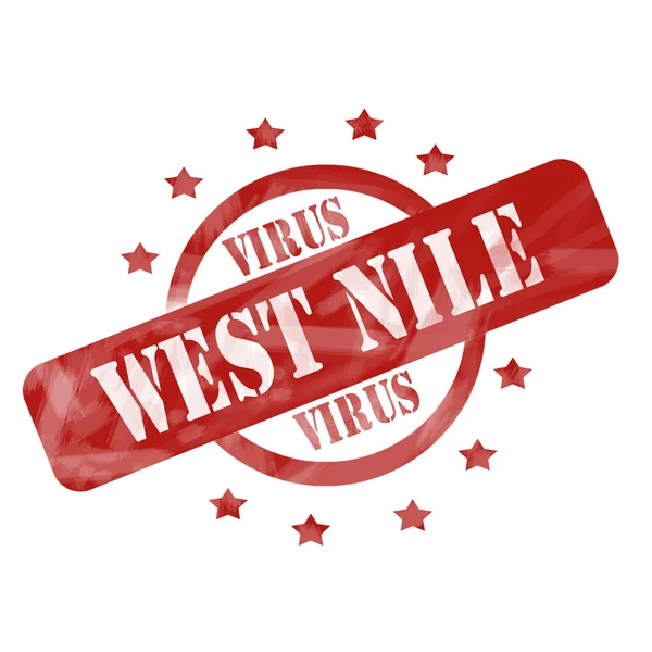 Cercle de timbres du virus du Nil occidental et étoiles rouges — Photo