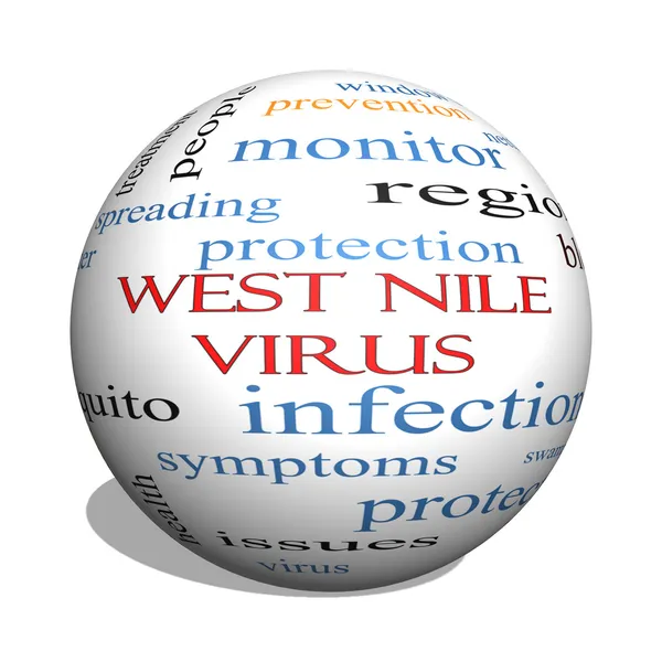 Esfera 3D del virus del Nilo Occidental Word Cloud Concept — Foto de Stock