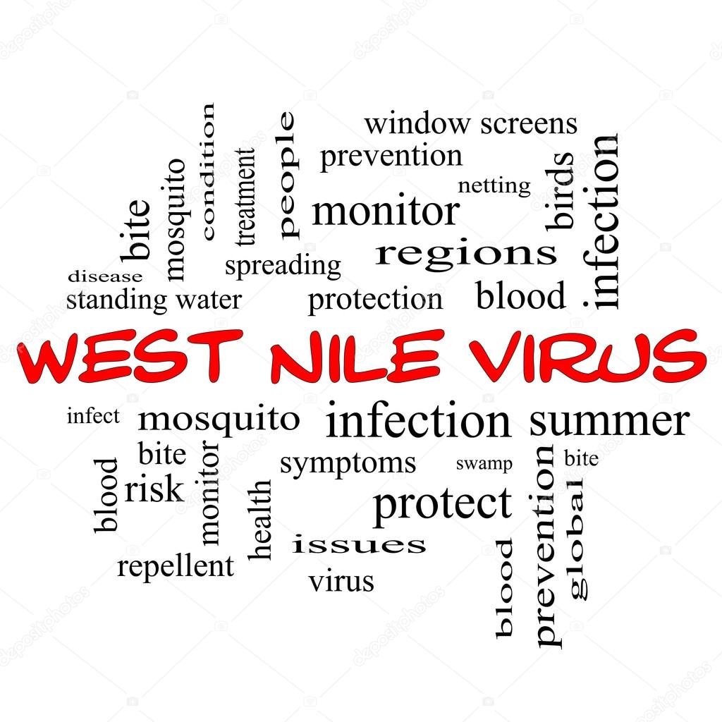 West Nile Virus Word Cloud Concept in red caps