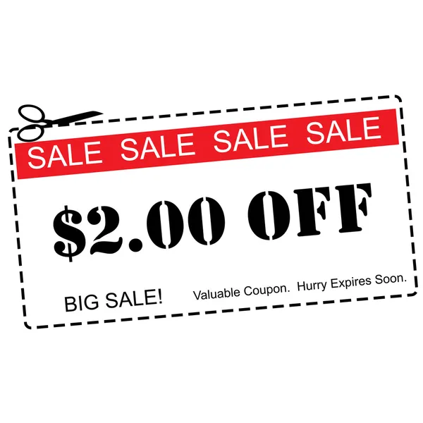 Two Dollars Off Sale Coupon — Stock Photo, Image