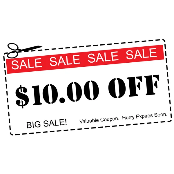 Ten Dollars Off Sale Coupon — Stock Photo, Image