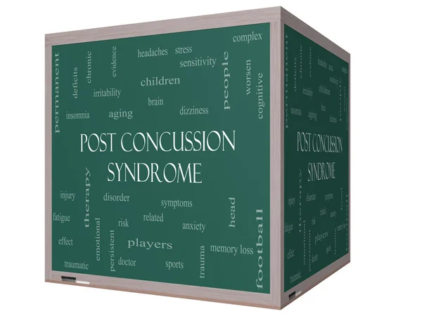 Post Concussion Syndrome Word Cloud Concept pe o tablă neagră 3D — Fotografie, imagine de stoc
