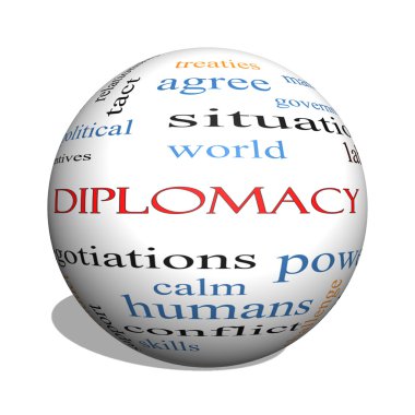 Diplomasi 3d küre kelime bulutu kavramı