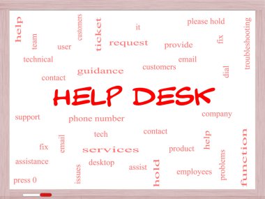 Help Desk Word Cloud Concept on a Whiteboard clipart