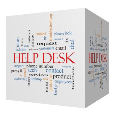Help Desk 3D cube Word Cloud Concept clipart
