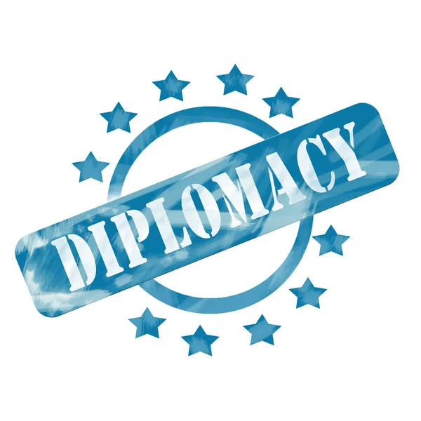 Blue Weathered Diplomacy Stamp Circle and Stars design — Stock Photo, Image